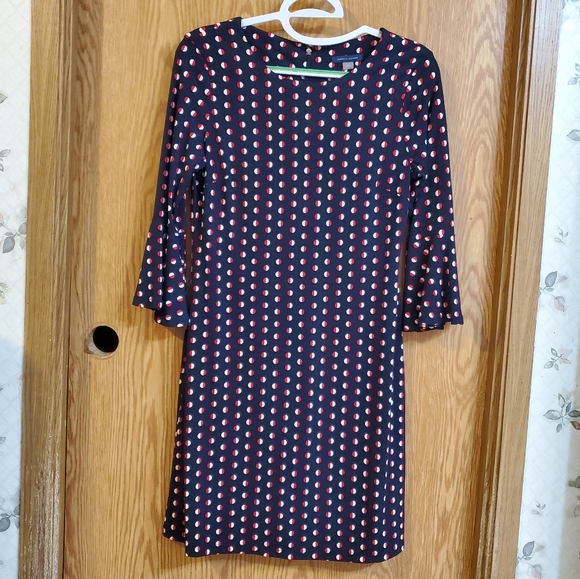 Tommy Hilfiger polka-dot shift dress blue red and white stretch polyester size 4 - Picture 2 of 10